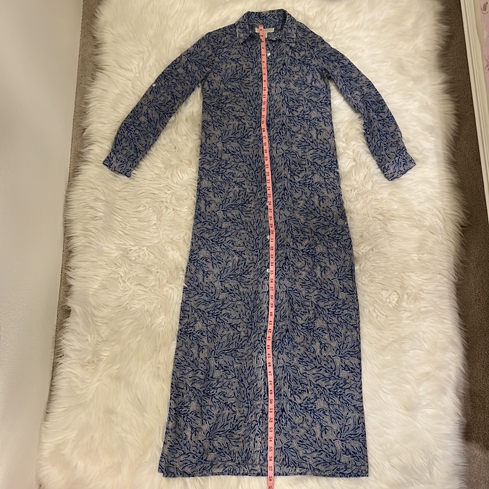 MICHAEL Michael Kors Blue Coral Mosaic Georgette Shirt Maxi Dress - Picture 8 of 15